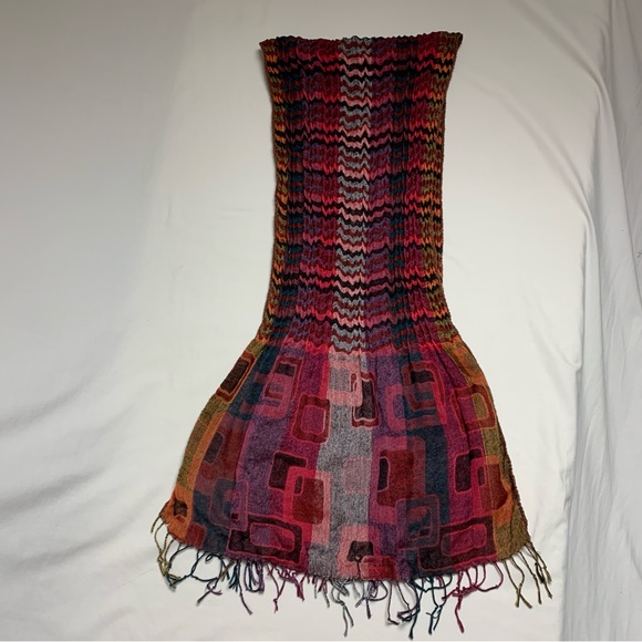 🆕 Fall Gorpcore Granolacore Cozy Scarf Colorful Knit Neck Wrap Fringe Earthtone - Picture 5 of 8